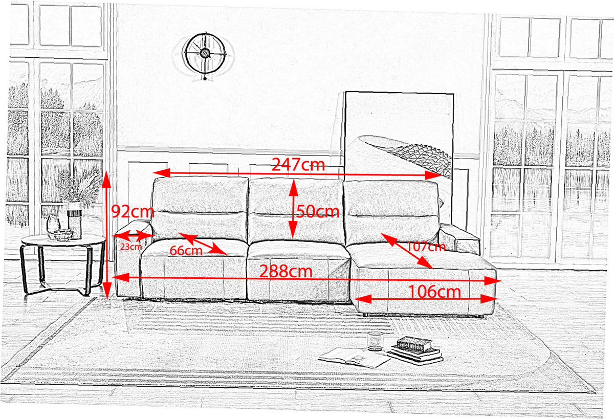 BIGSOFA DORI Braun Leder - Dunkelbraun/Schwarz, Leder/Kunststoff (288/92/164cm) - KAWOLA