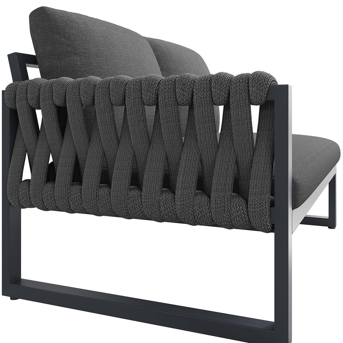 GARTENMÖBEL-SET Grau 5-6 Personen modular mit verstellbaren Tischbeinen - Grau, Textil - PANGIVO