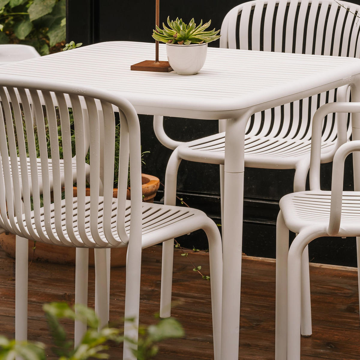 GARTEN ESSGRUPPE FICCARI, Gartenmöbel-Set 3-tlg, Weiß - Weiß, Kunststoff - KONSIMO®
