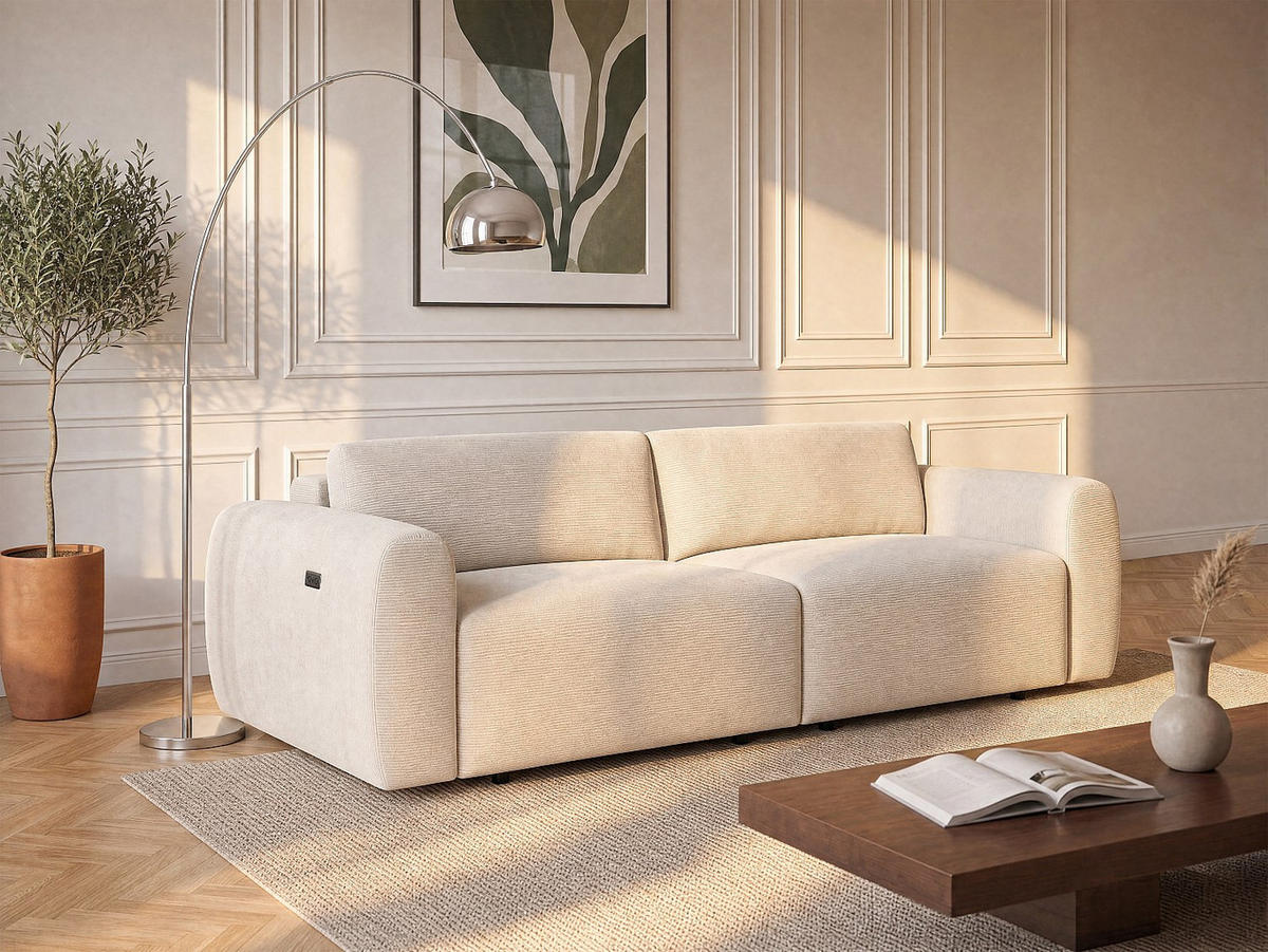 RELAXSOFA - 4 Personen - samt - beige Pastaro - Beige, Textil (242/75/109cm) - Vente-Unique