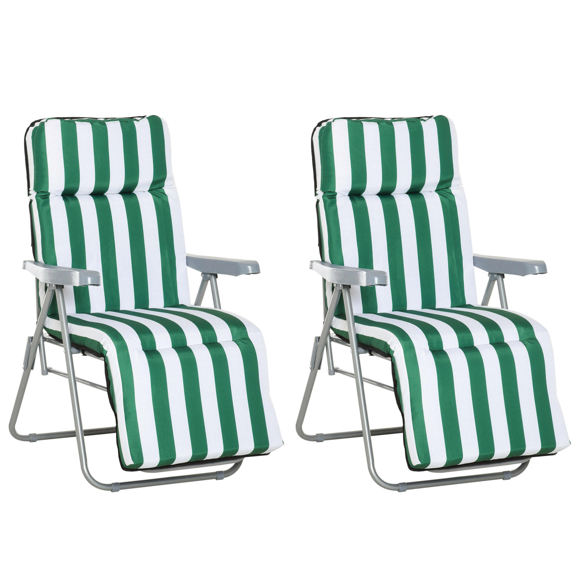 GARTENLIEGEN-SET 60/75/102 cm klappbar mit 5-fach verstellbarer Rückenlehne und Polsterung, Grün - Grün, Metall (75/102/60cm) - Redom