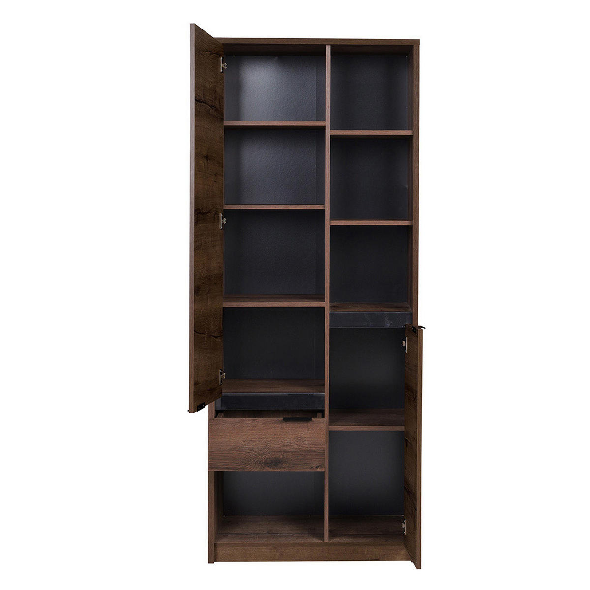 BÜCHERREGAL Martin 80x200 - Schwarz Hochglanz/Schwarz, Holzwerkstoff/Metall (80/200/40cm) - Ravio