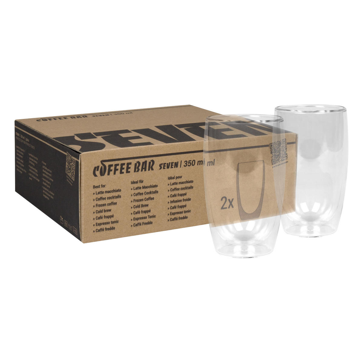 GLÄSER Latte Macchiato 2er Set Coffee Bar SEVEN - Naturfarben, Glas - Könitz