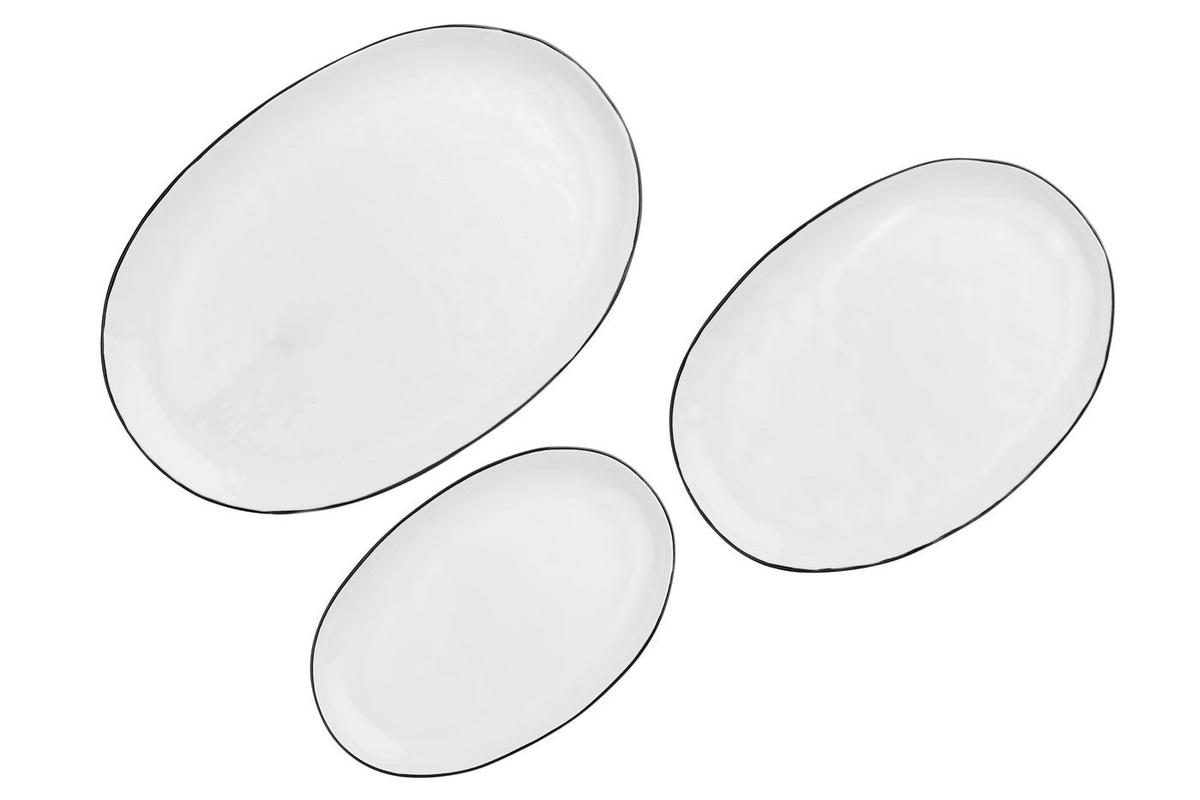 SERVIERPLATTEN Pure - 3er-Set - Schneeweiß - Weiß, Keramik (1/1/1cm) - Björn