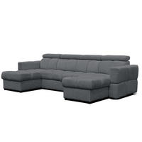 WOHNLANDSCHAFT BELUNO mit Schlaffunktion und Bettkasten Grau - Schwarz/Grau, Kunststoff/Textil (302/84/160cm) - Idohome
