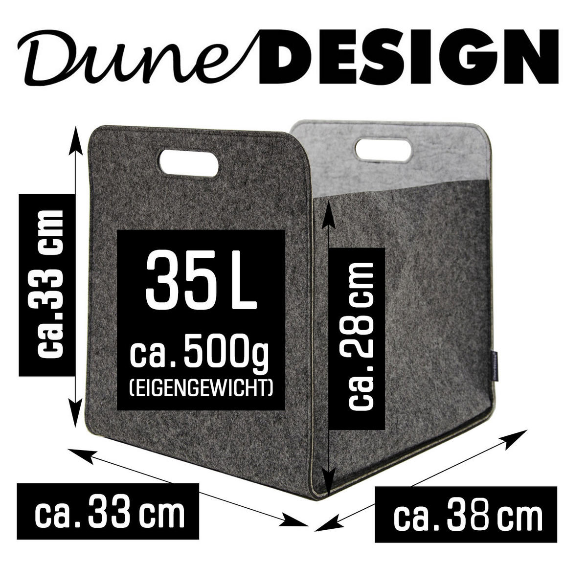 AUFBEWAHRUNGBOX 33/38, grau - Grau, Kunststoff (33/33/38cm) - Dunedesign