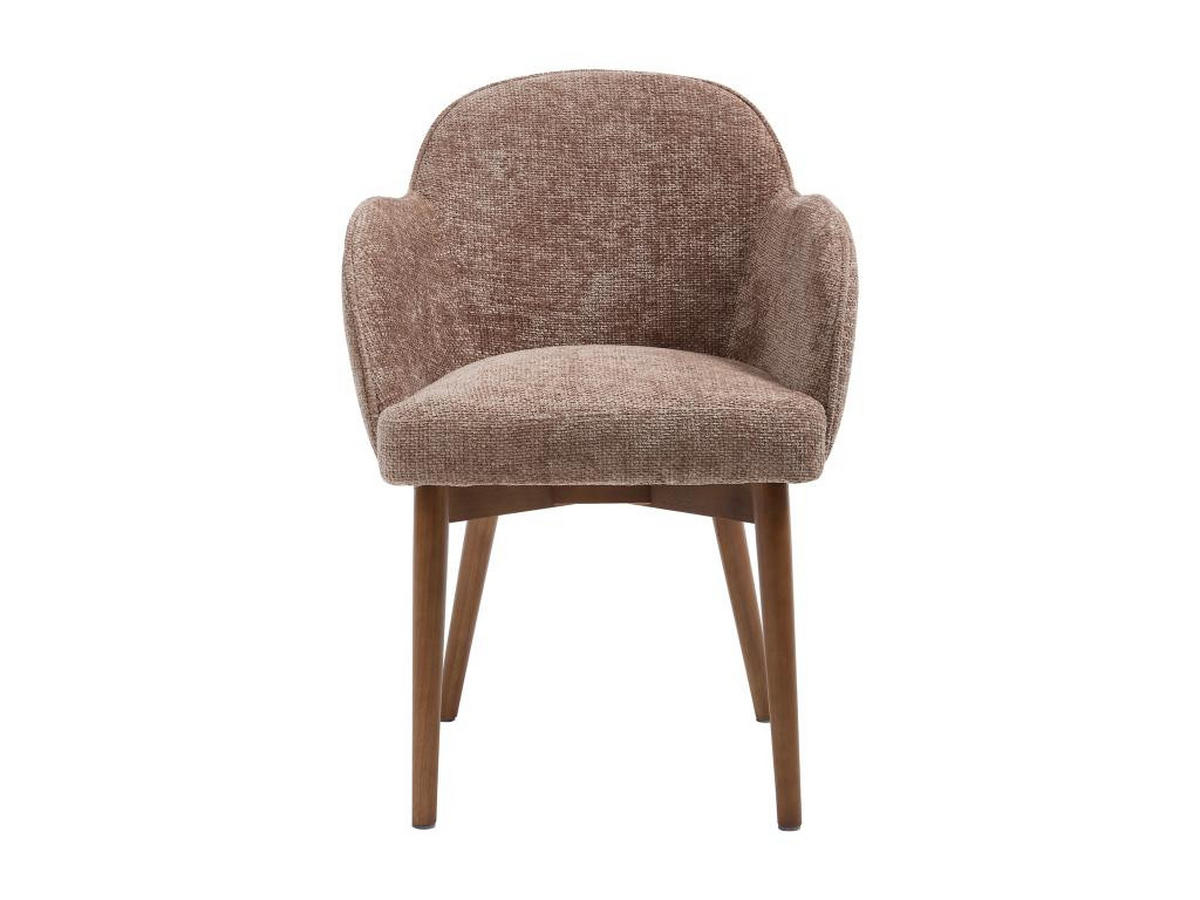 STUHL mit Armlehnen 6er-Set - Strukturstoff & Kautschukholz - Taupe - MODINIA - Braun, Textil (60/84/58cm) - Vente-Unique