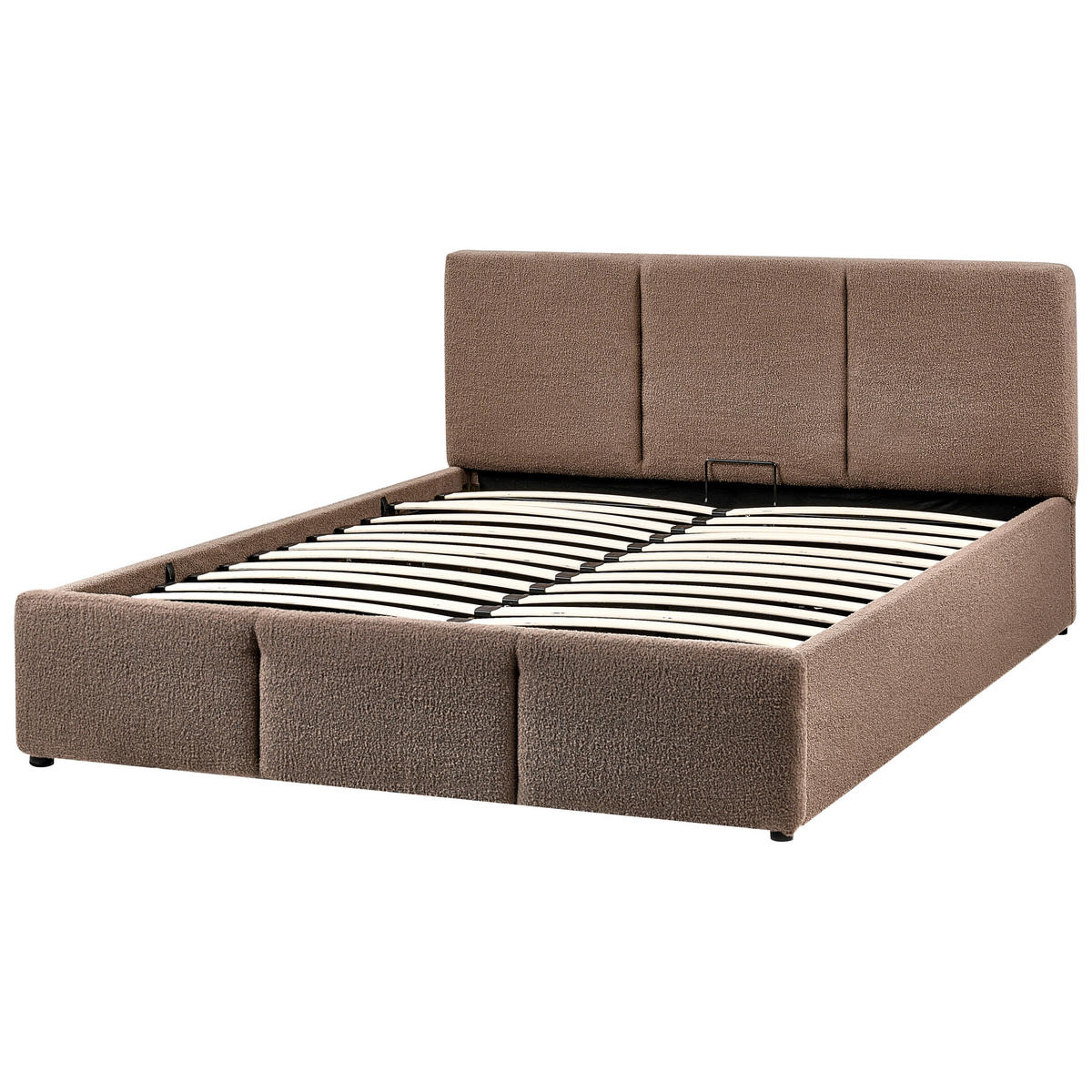 BETT mit Stauraum 140/200 cm Bouclé Taupe Bousse - Taupe, Textil (140/200cm) - Beliani
