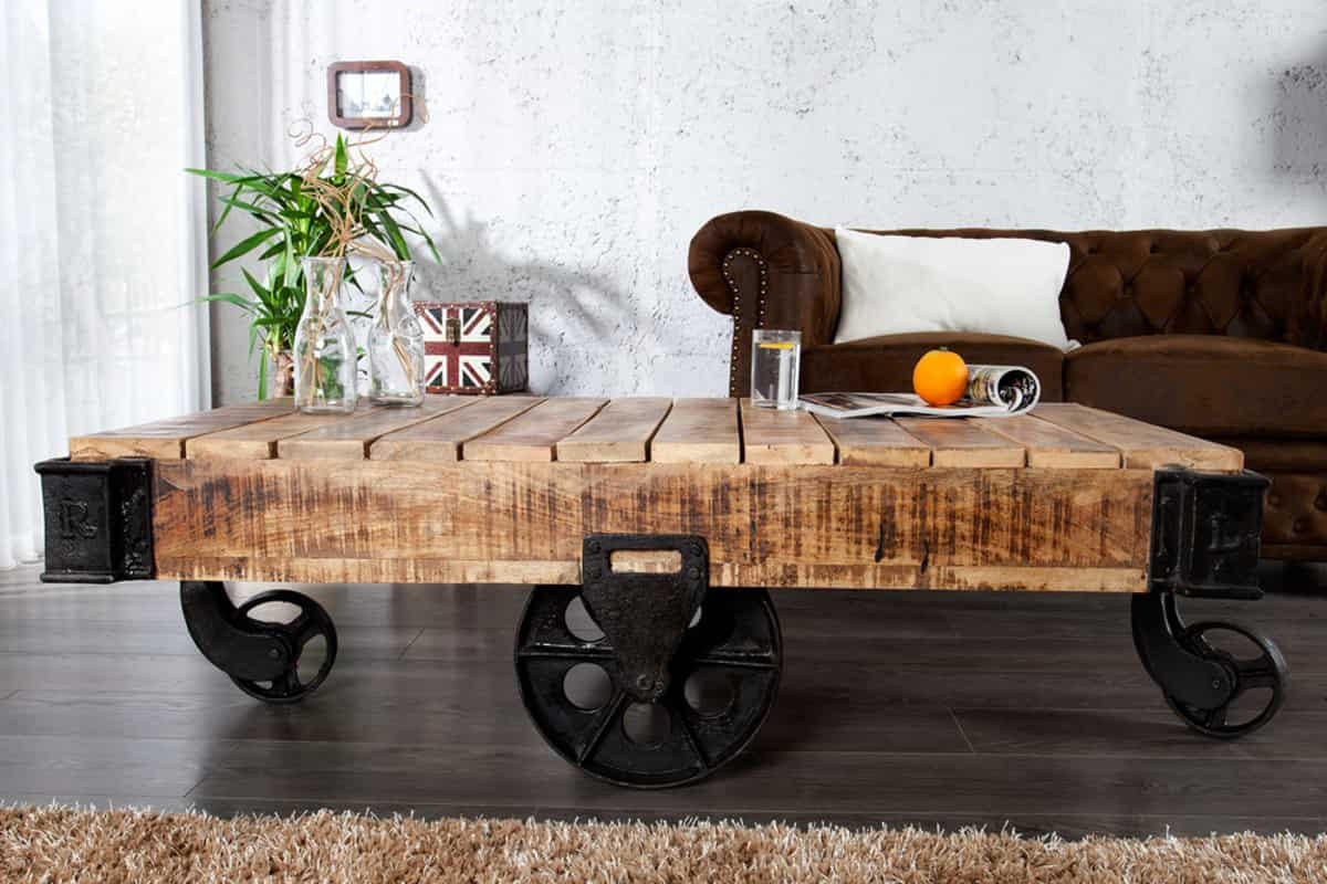 COUCHTISCH RAILWAY Mango rechteckig Natur|Schwarz 118cm - Schwarz/Braun, Holz/Metall (69/118/40cm) - riess-ambiente