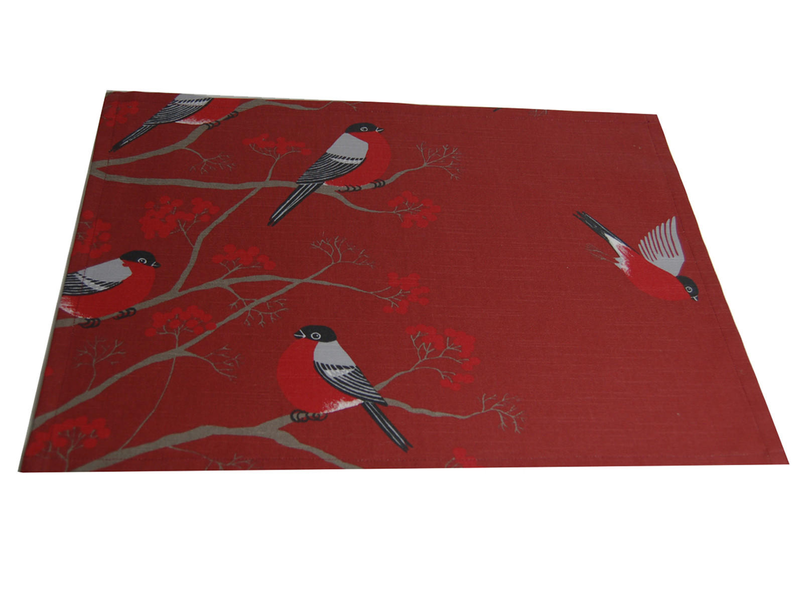 PLATZSET Beeren Vögel Baumwolle marsala 45/35 cm - Rot, Textil (35/45cm) - beties Heimtextil