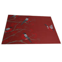 PLATZSET Beeren Vögel Baumwolle marsala 45/35 cm - Rot, Textil (35/45cm) - beties Heimtextil