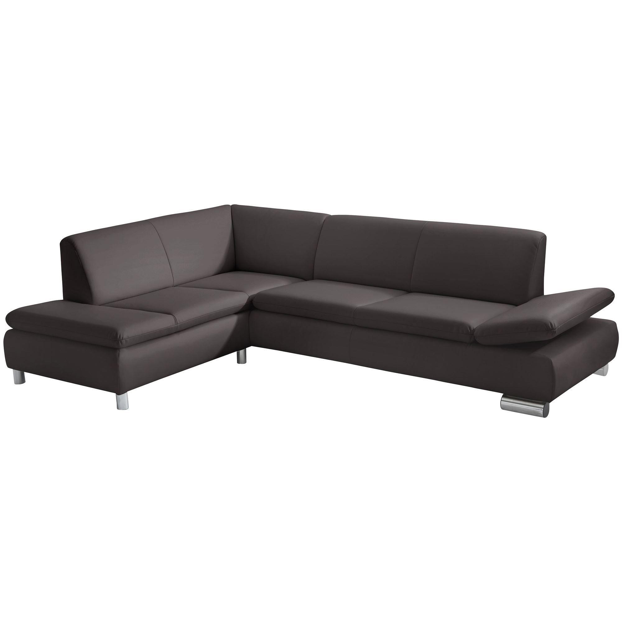 ECKSOFA mit Ottomane links Kaye Bezug Kunstleder Metallfuß verchromt / braun - Braun, Kunststoff (190/270cm) - 58aufmkessel