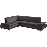 ECKSOFA mit Ottomane links Kaye Bezug Kunstleder Metallfuß verchromt / braun - Braun, Kunststoff (190/270cm) - 58aufmkessel
