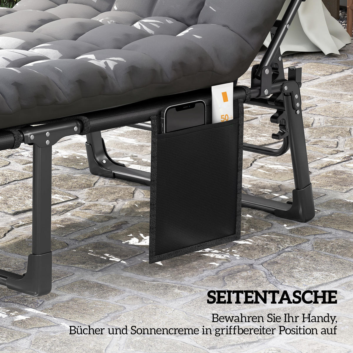 SONNENLIEGE Stahl Netzstoff Dunkelgrau - Dunkelgrau, Textil/Metall (68/34/190cm) - Outsunny