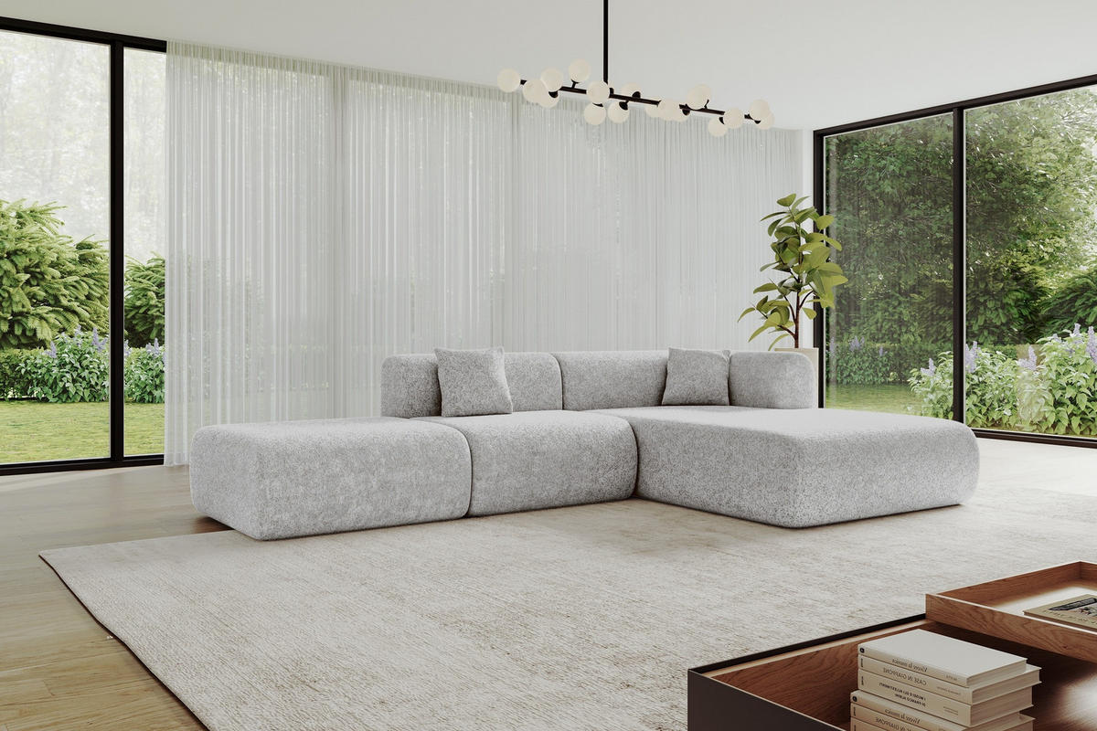 ECKSOFA Ottomane Rechts OVLY-L 289x176x71 Grau Chenille - Titanfarben/Schwarz, Holzwerkstoff/Kunststoff (289/176cm) - ALTDECOR