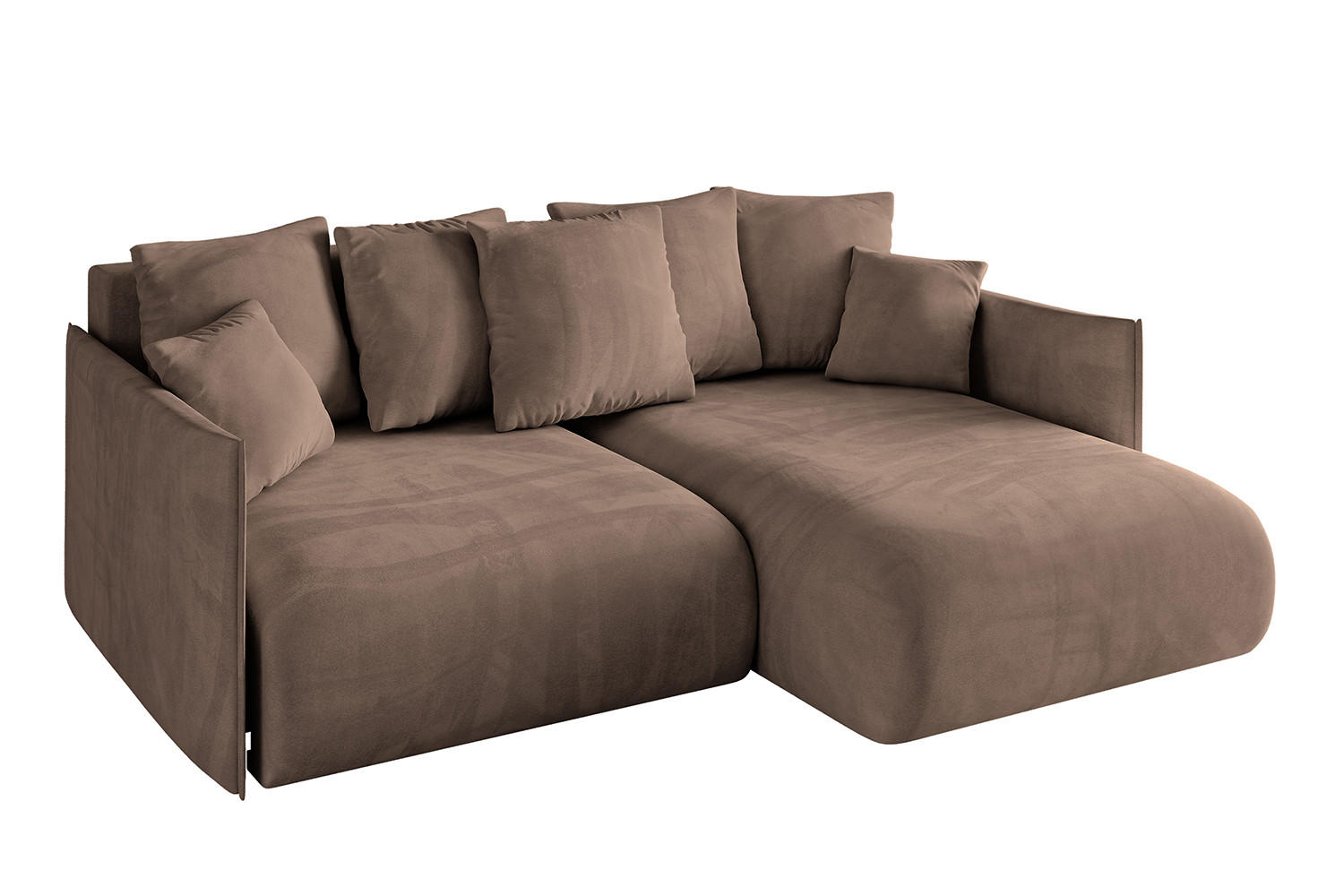 ECKSOFA Ottomane rechts ONESK-L 216x177x72 Braun Velours - Braun, Holzwerkstoff/Kunststoff (177/216cm) - ALTDECOR