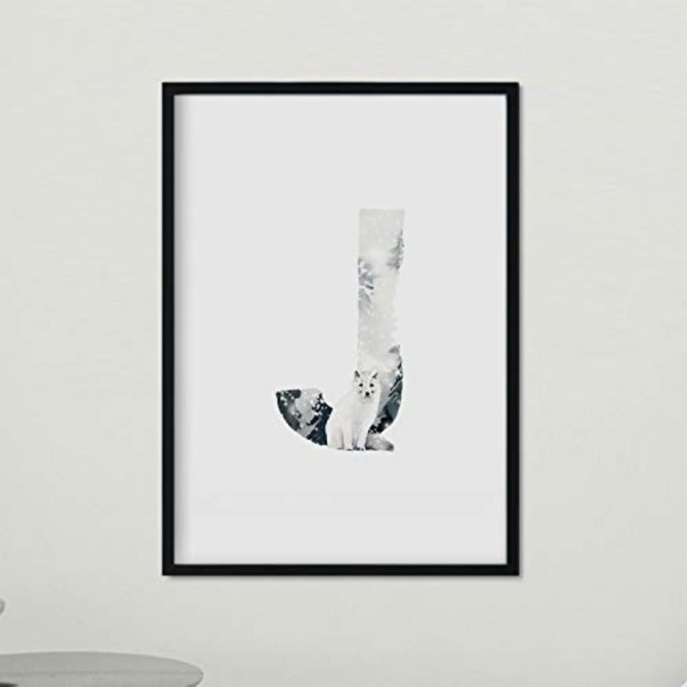 POSTER Gerahmtes - Buchstabe J A4 Schwarzer Rahmen - Schwarz, Papier (29.7/5/21cm) - Nacnic