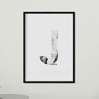POSTER Gerahmtes - Buchstabe J A4 Schwarzer Rahmen - Schwarz, Papier (29.7/5/21cm) - Nacnic