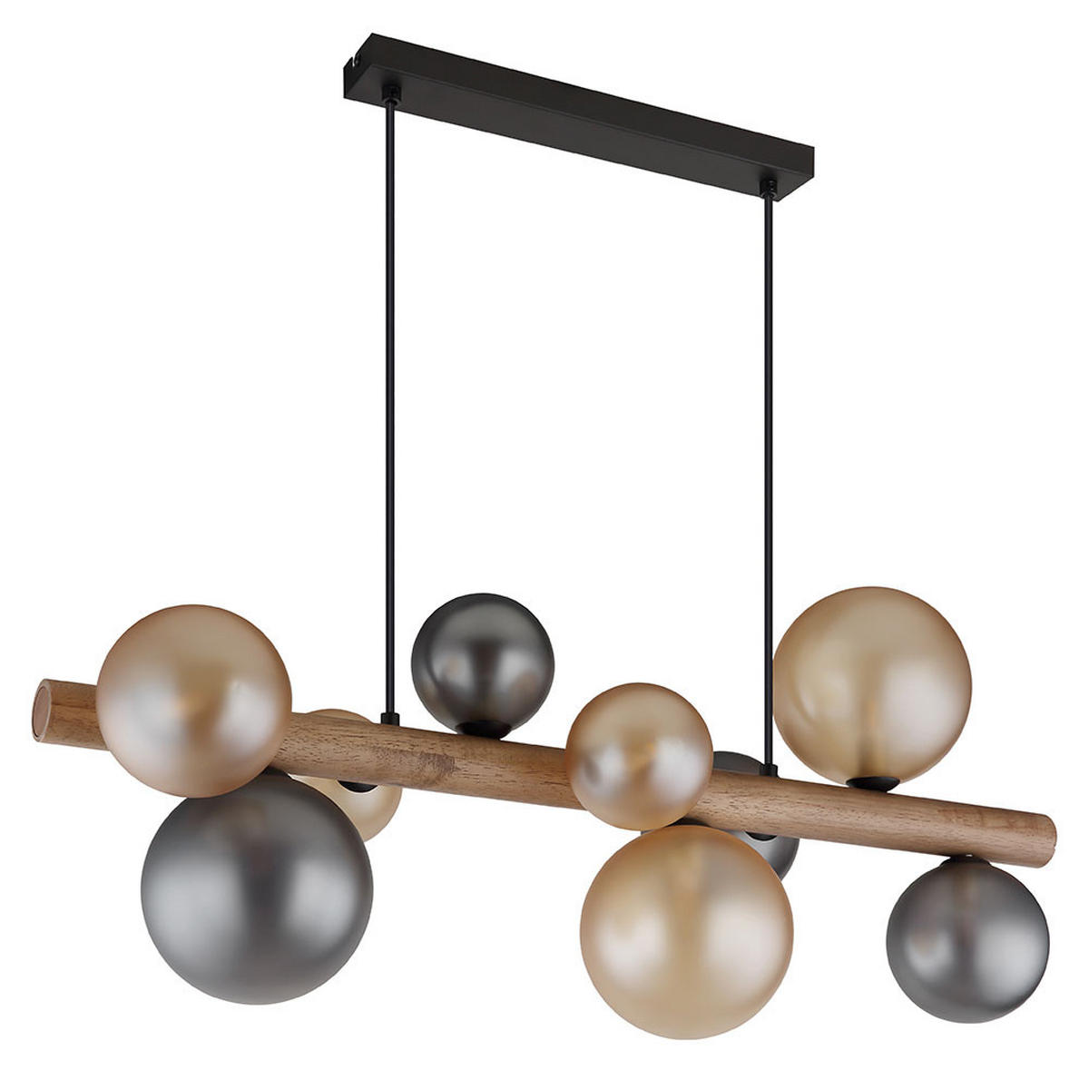 HÄNGELEUCHTE RIHA Metall, braun, 9-flammig - Braun, Holz (78/29/150cm) - Globo Lighting