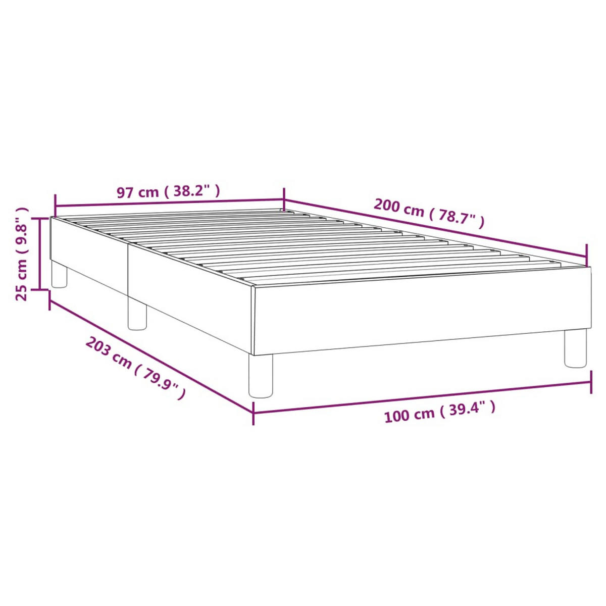 BOXSPRINGBETTGESTELL Dunkelgrau 100/200 Cm Stoff - Grau, Textil (100/200cm) - vidaXL