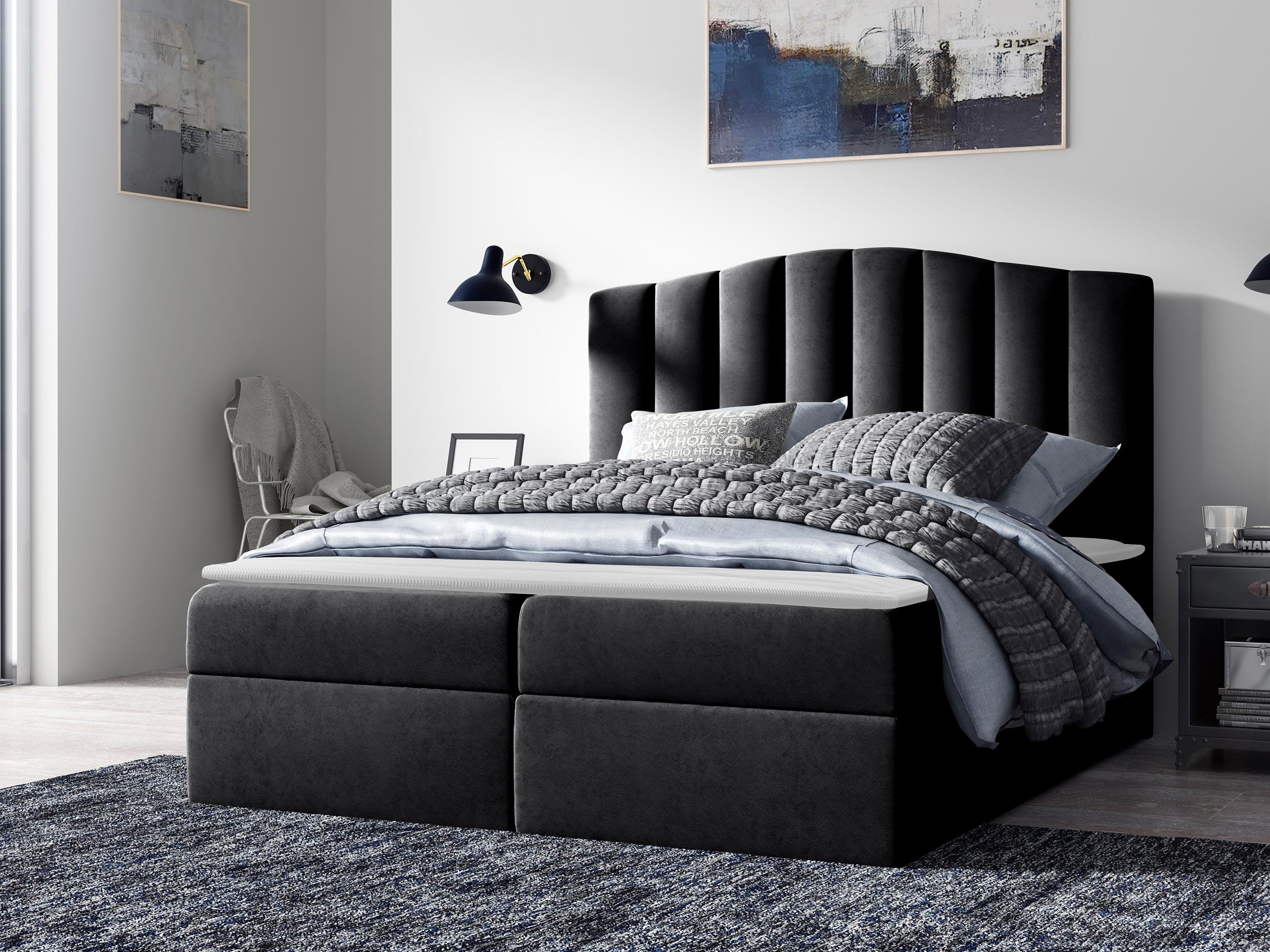 BOXBETT Lindos - Schwarz, Holz (180/200cm) - MIRJAN24