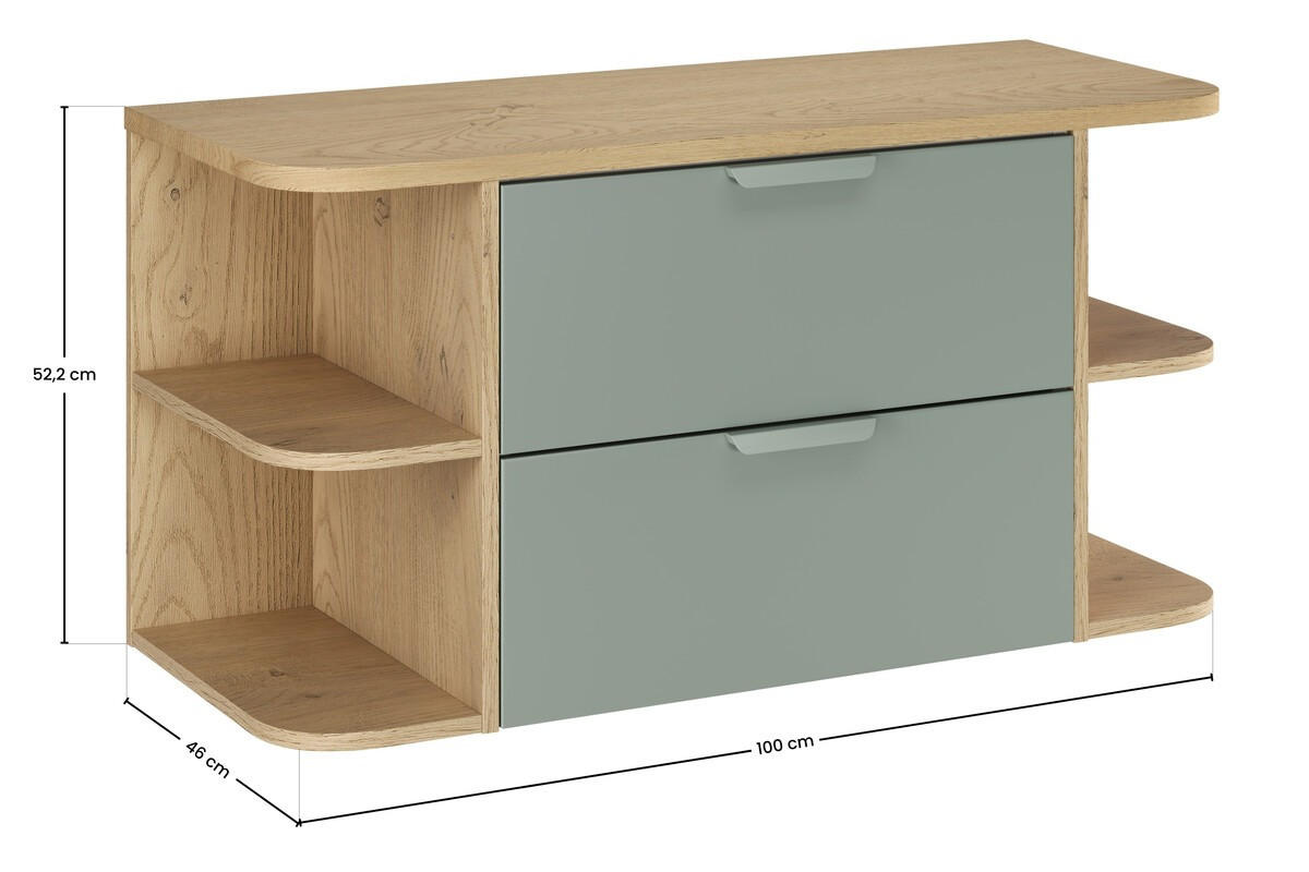 WASCHBECKENUNTERSCHRANK 100 cm 4 Teile - Aster Green A BM414 in Grün Matt / Cremona-Eiche - Eichefarben/Grün, Holz (100/50/45.8cm)