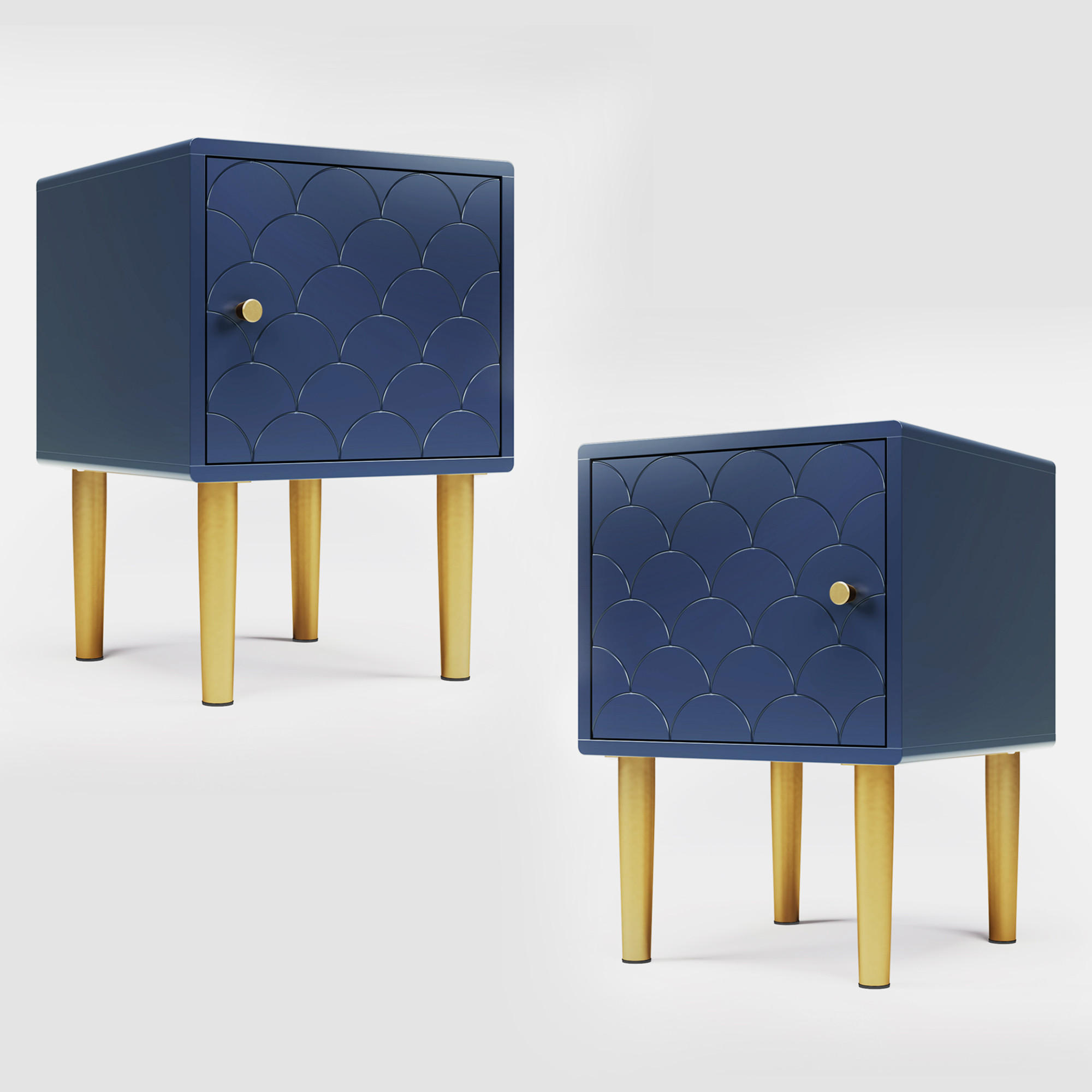 NACHTTISCH Marineblau 35/35/50 cm 2er-Set - Dunkelblau, Holz (35/50/35cm) - PANGIVO