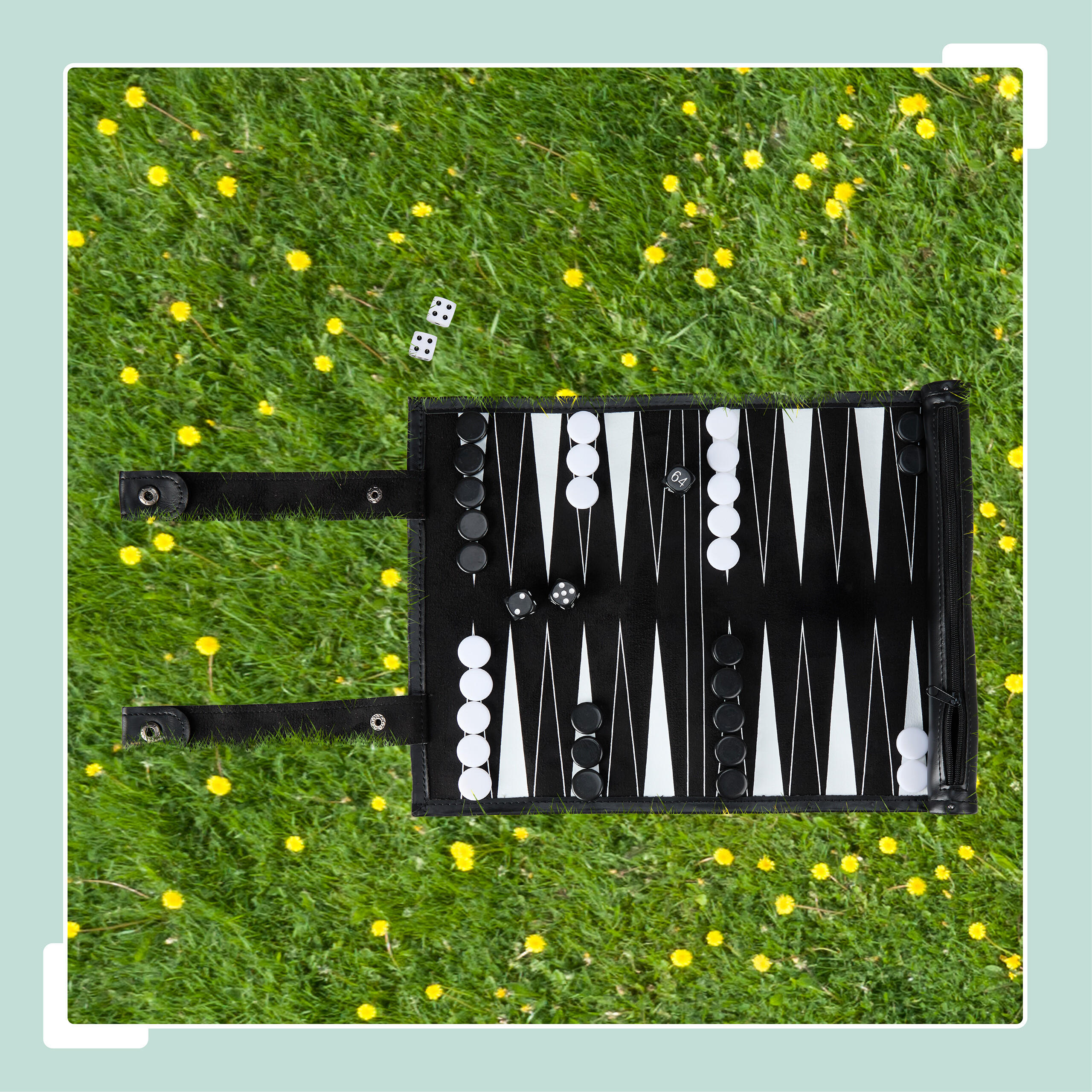 BACKGAMMON - Schwarz, Kunststoff/Metall (5/5cm) - Relaxdays