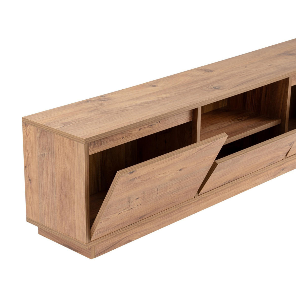 TV-MÖBEL mit 3 klappbaren türen und 1 offenem fach - vanguard 160/29,5/42 cm - Beige, Holzwerkstoff (29.5/42/160cm) - Calicosy