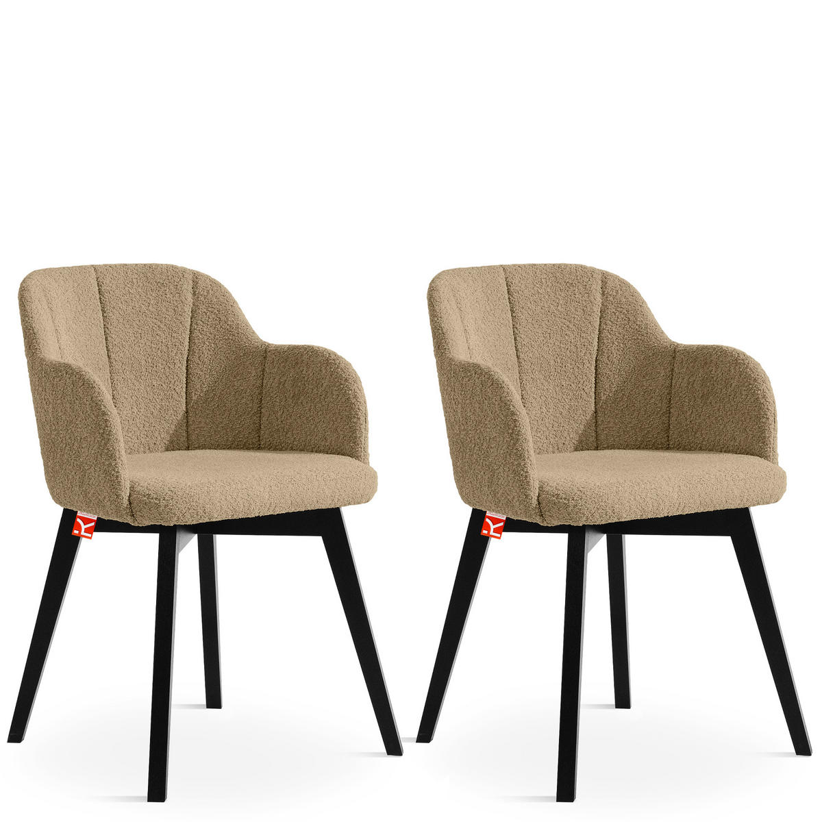 POLSTERSTUHL LONIS Esszimmerstühle 2er Set - Schwarz/Braun, Holz/Textil (55/82/54cm) - KONSIMO®