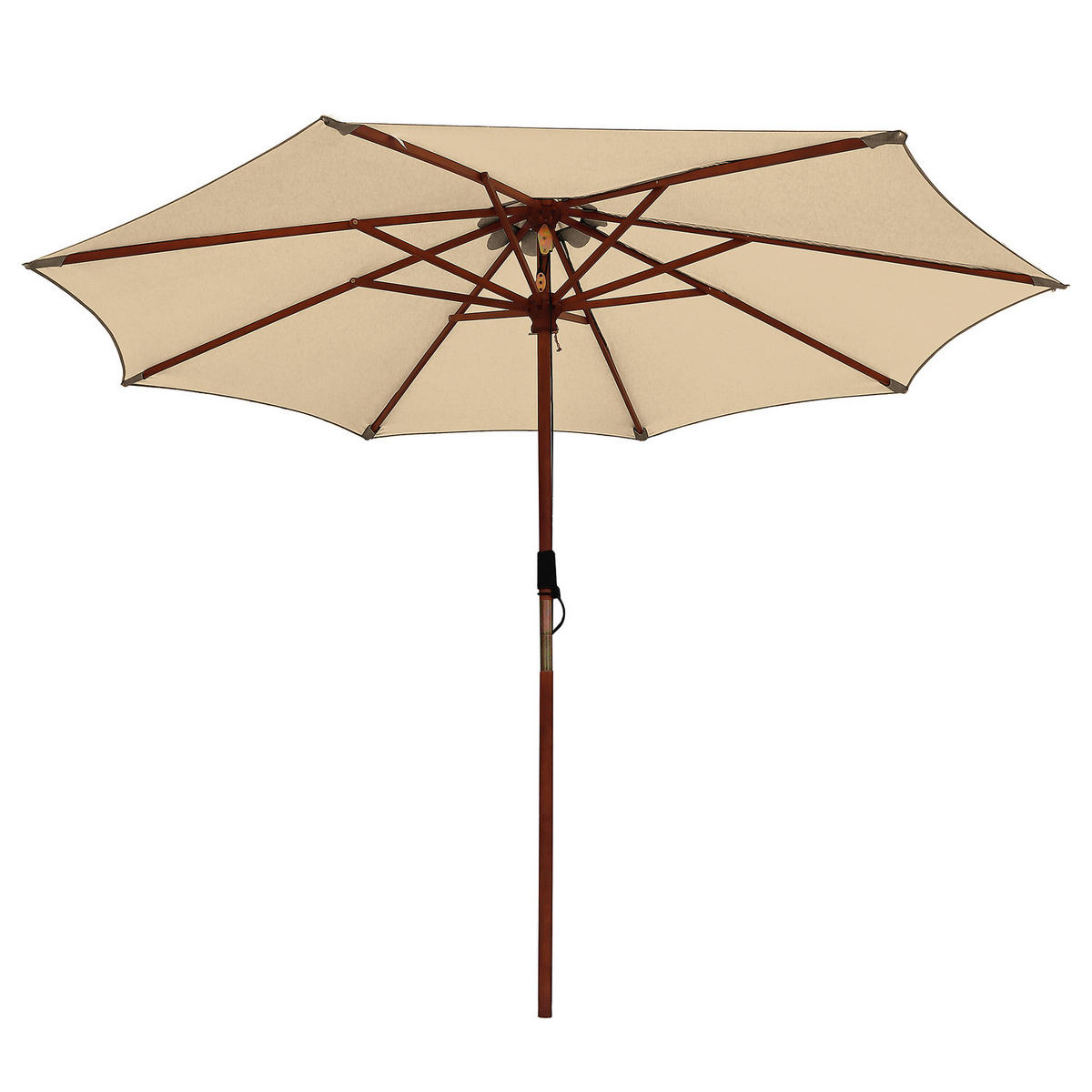 SONNENSCHIRM - Eukalyptus massiv / Polyester - Beige, Holz/Textil (300/300cm) - home24