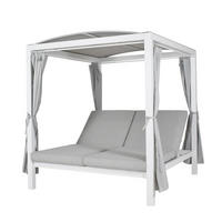 SONNENLIEGE LYON - mit Abdeckung - Weiß, Kunststoff/Textil (208/215/188cm) - Home Deluxe