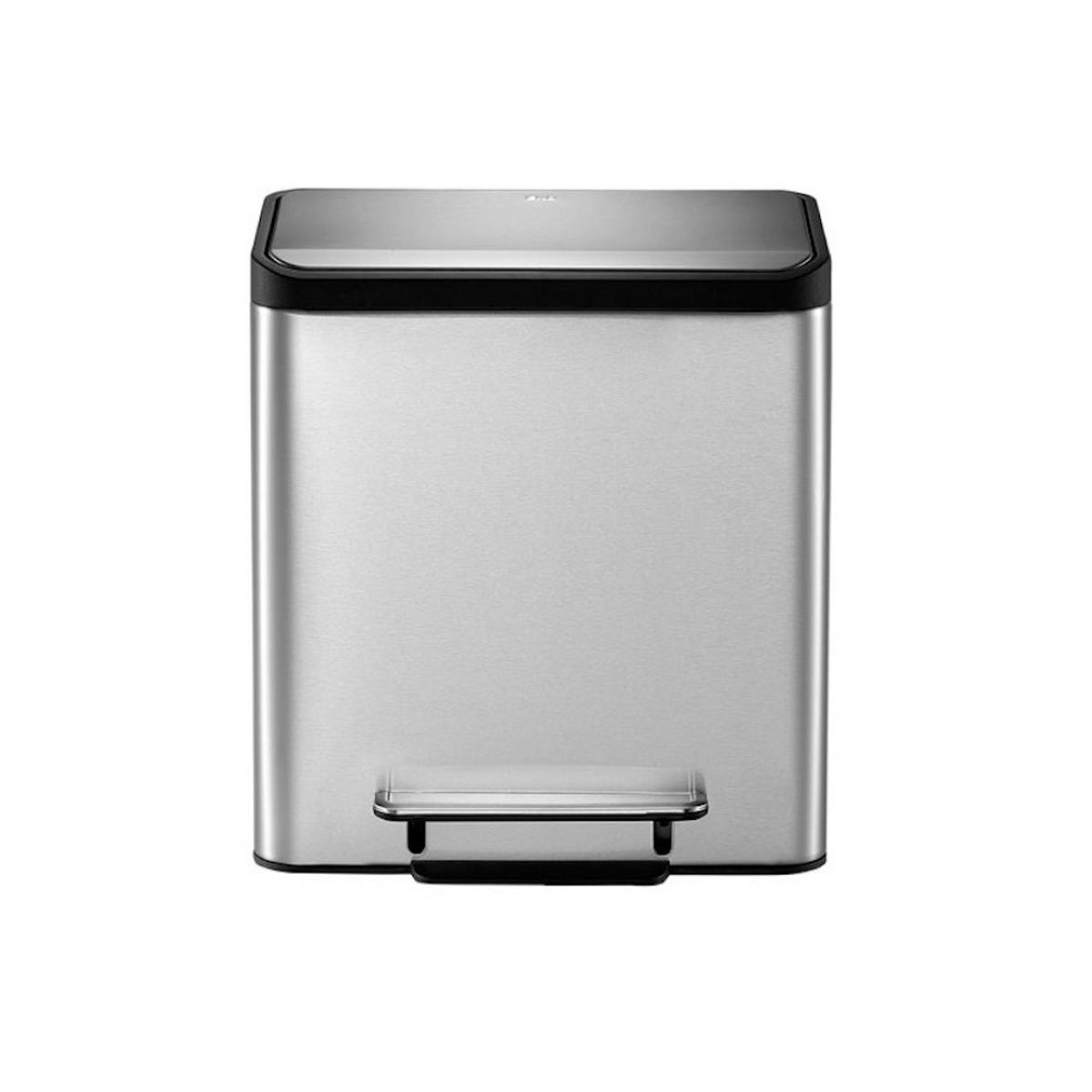MÜLLEIMER Rechteckiger Aus Gebürstetem Edelstahl Mit Soft Close Deckel & Handlichen Kunststoffgriffen 30 Liter 49,2 x 40,4 x 32,1 cm Silber - Silberfarben, Metall (40.4/49.2/32.1cm) - PROREGAL
