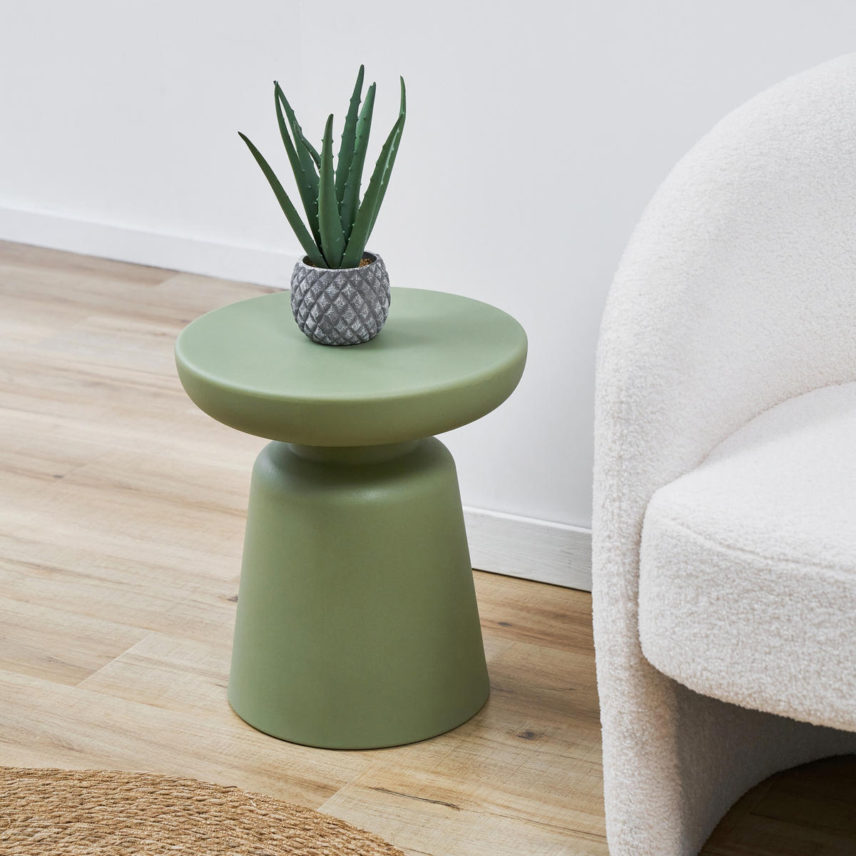 ODKLÁDACÍ STOLEK Posio - zelená barva, plast (40/40/44cm) - [en.casa]