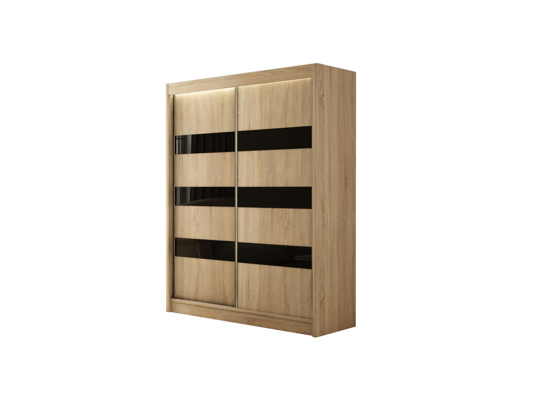 KLEIDERSCHRANK SOLTI - 120 cm - Sonoma Eiche|Schwarz - Schwarz/Sonoma Eiche, Holzwerkstoff (120/215/61cm) - ALTDECOR