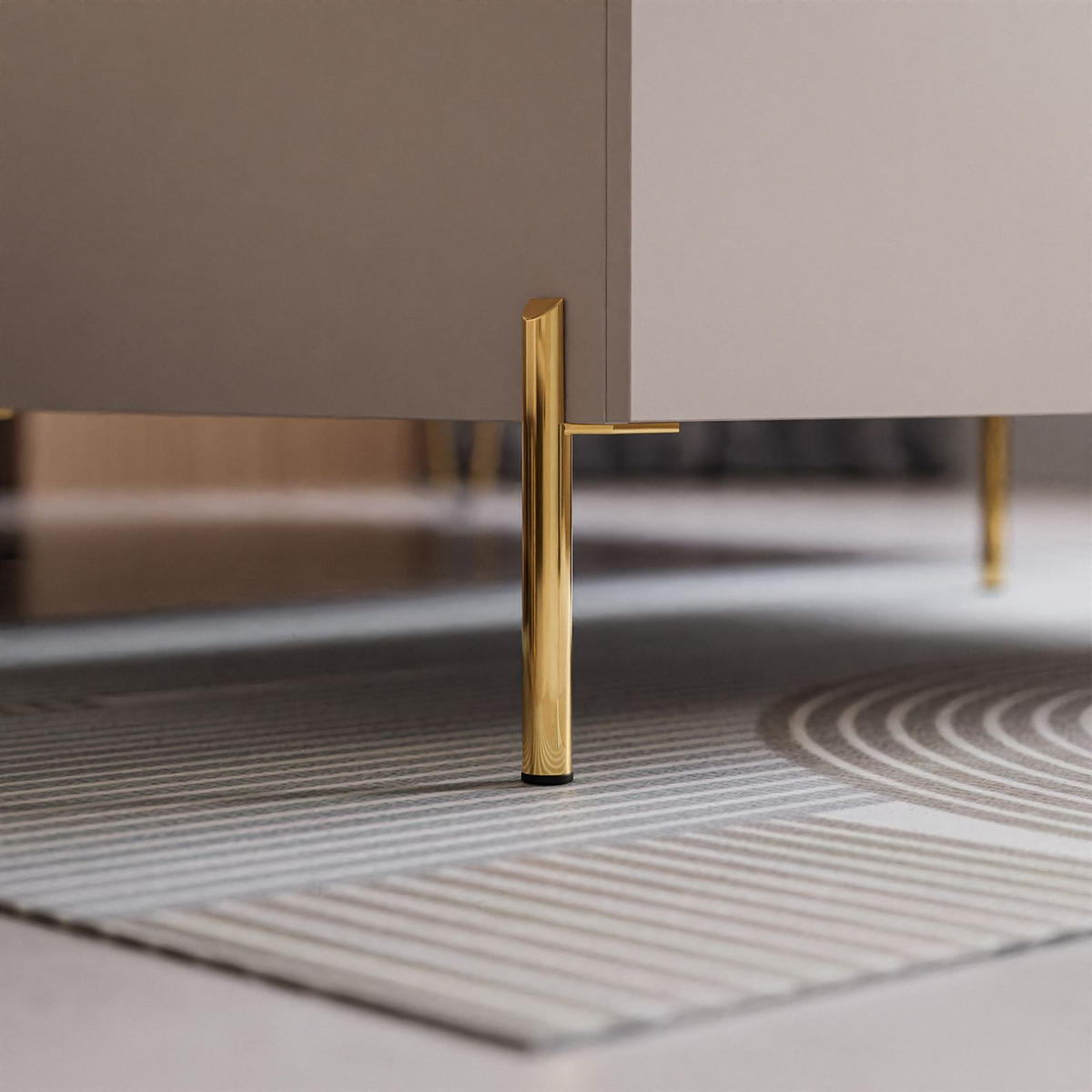 COUCHTISCH AURORA mit Staufach Kaschmir mit gerade Goldchrom Fuße - Kaschmir/Goldfarben, Holzwerkstoff/Metall (60/90/40cm) - Lookway