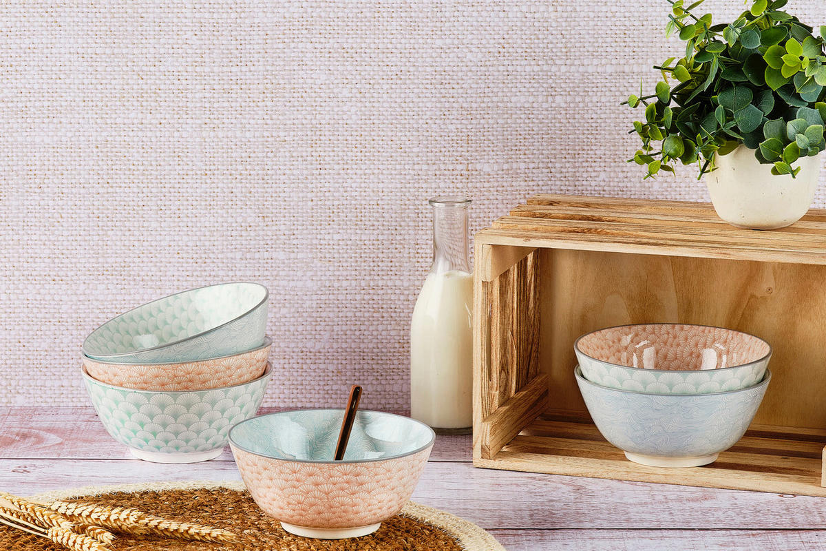 SCHALEN Pattern Ø15cm - 6er-Set - Pastel - Pink, Keramik (15cm) - Björn