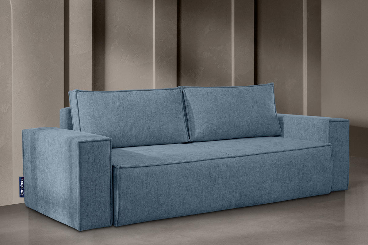 3-SITZER-SOFA NAPI II mit Schlaffunktion, hellblau - Hellblau, Textil (244/89/101cm) - KONSIMO®