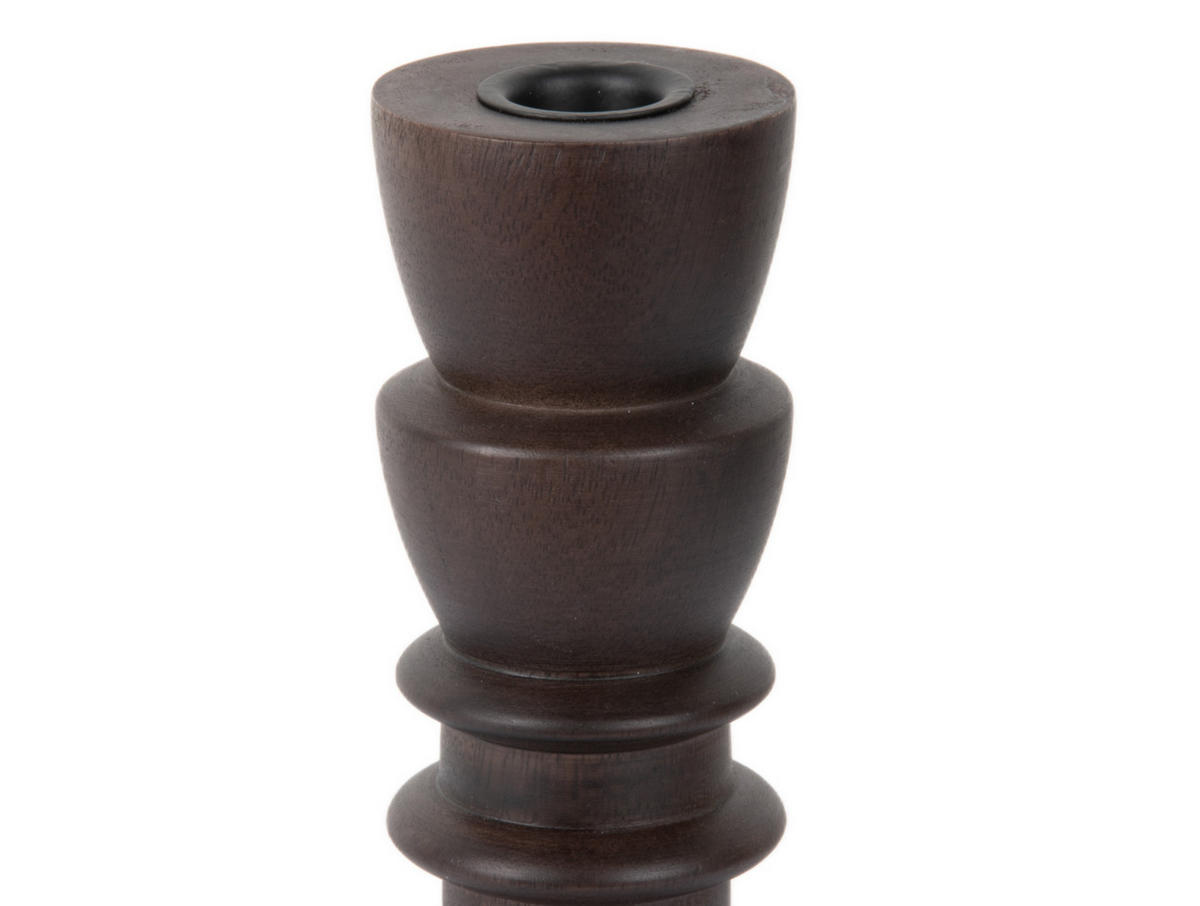 KERZENHALTER Formado Silber 6.5/6.5/20 cm - Braun, Holz (6.5/20/6.5cm) - Present Time