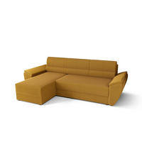 ECKSOFA L REBI L2 Poso 01 Links mit Schlaffunktion, Senfton, L-Form - Gelb, Textil (251/140cm)