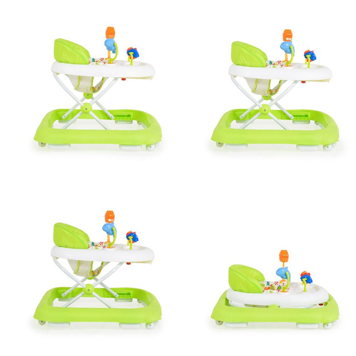 LAUFHILFE Eko grün höhenverstellbar, gepolsteter Sitz und Spielcenter - Grün, Kunststoff (66/52/62cm) - Moni
