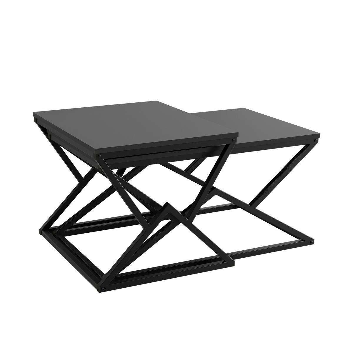 COUCHTISCH mit Holzplatte und Metallgestell, Schwarz - Schwarz, Metall (50/80/40cm)