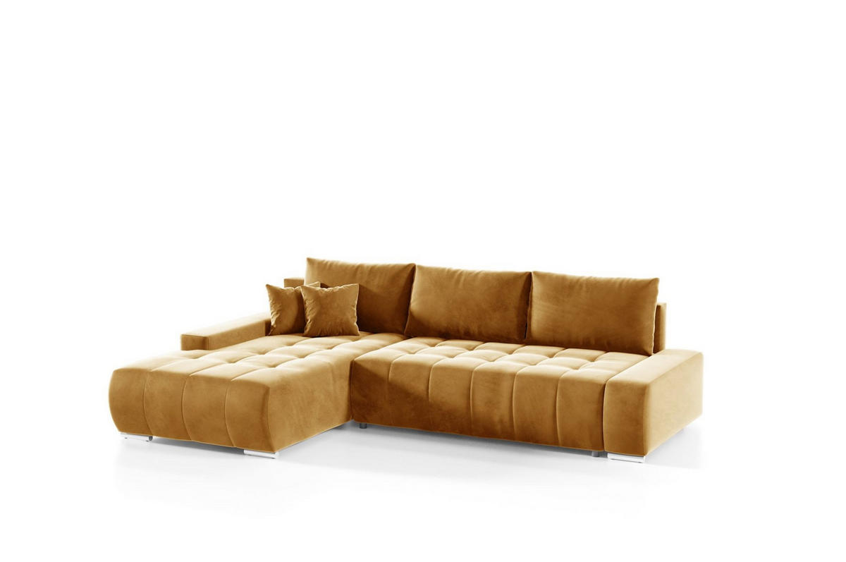 ECKSOFA Vogar In Monolith - Dunkelgelb, Holzwerkstoff/Textil (265/185cm) - Fun Möbel