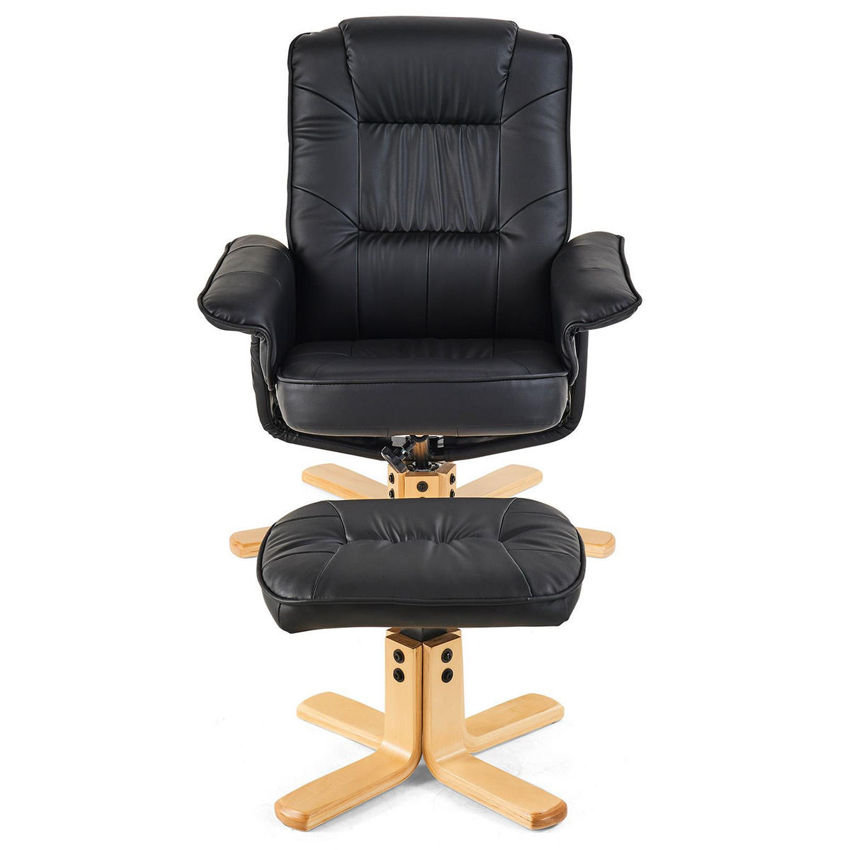 RELAXSESSEL KUNSTLEDER, SET MIT HOCKER CHARLY - Schwarz, Textil (76/87/61cm) - IDIMEX