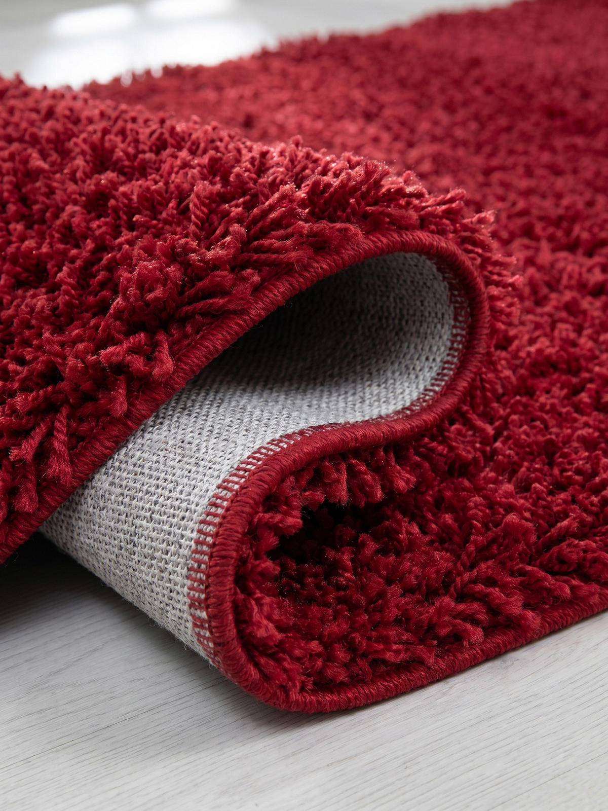 TEPPICH Hochflor Unifarben Polypropylen Wohnzimmer Shaggy Rot Rund 160x160 - Rot, Textil (160/160cm) - KADIMA DESIGN