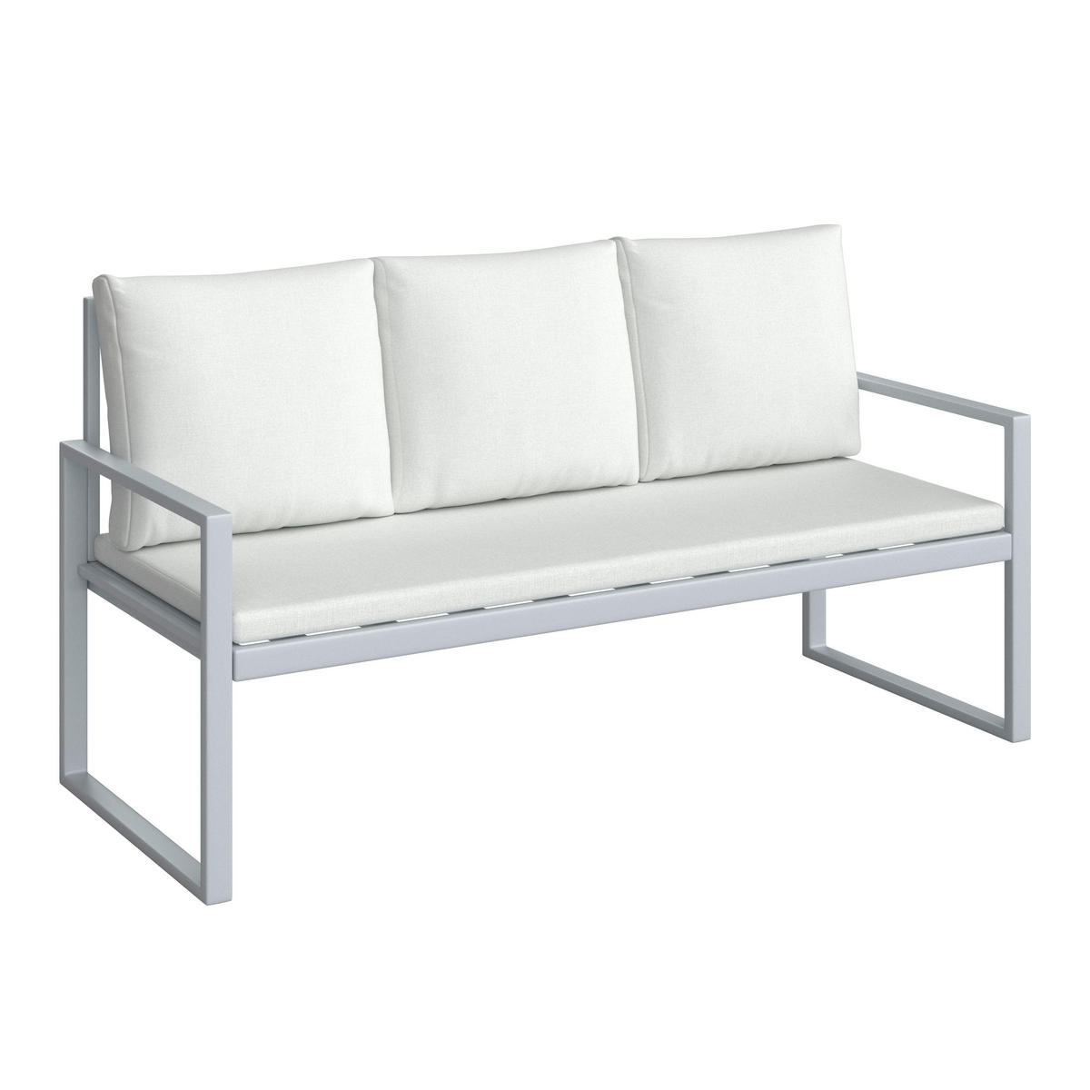 LOUNGEGARNITUR Ariella Hellgrau Outdoorstoff/Metall - Hellgrau, Holz