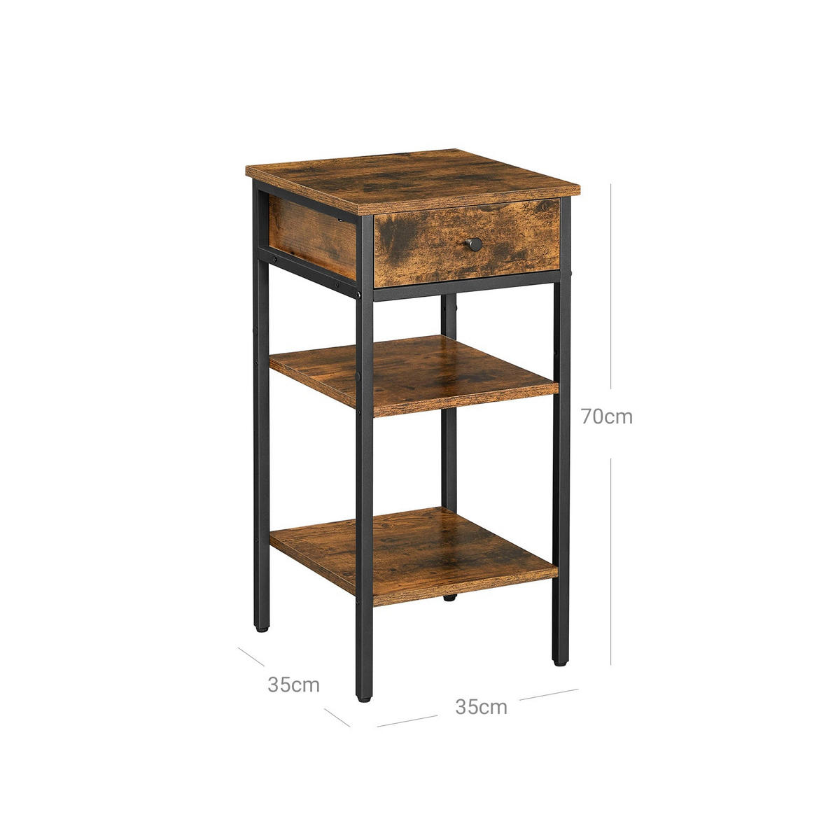 NACHTTISCH BEISTELLTISCH - Braun, Holzwerkstoff (35/70/35cm) - Hansiro