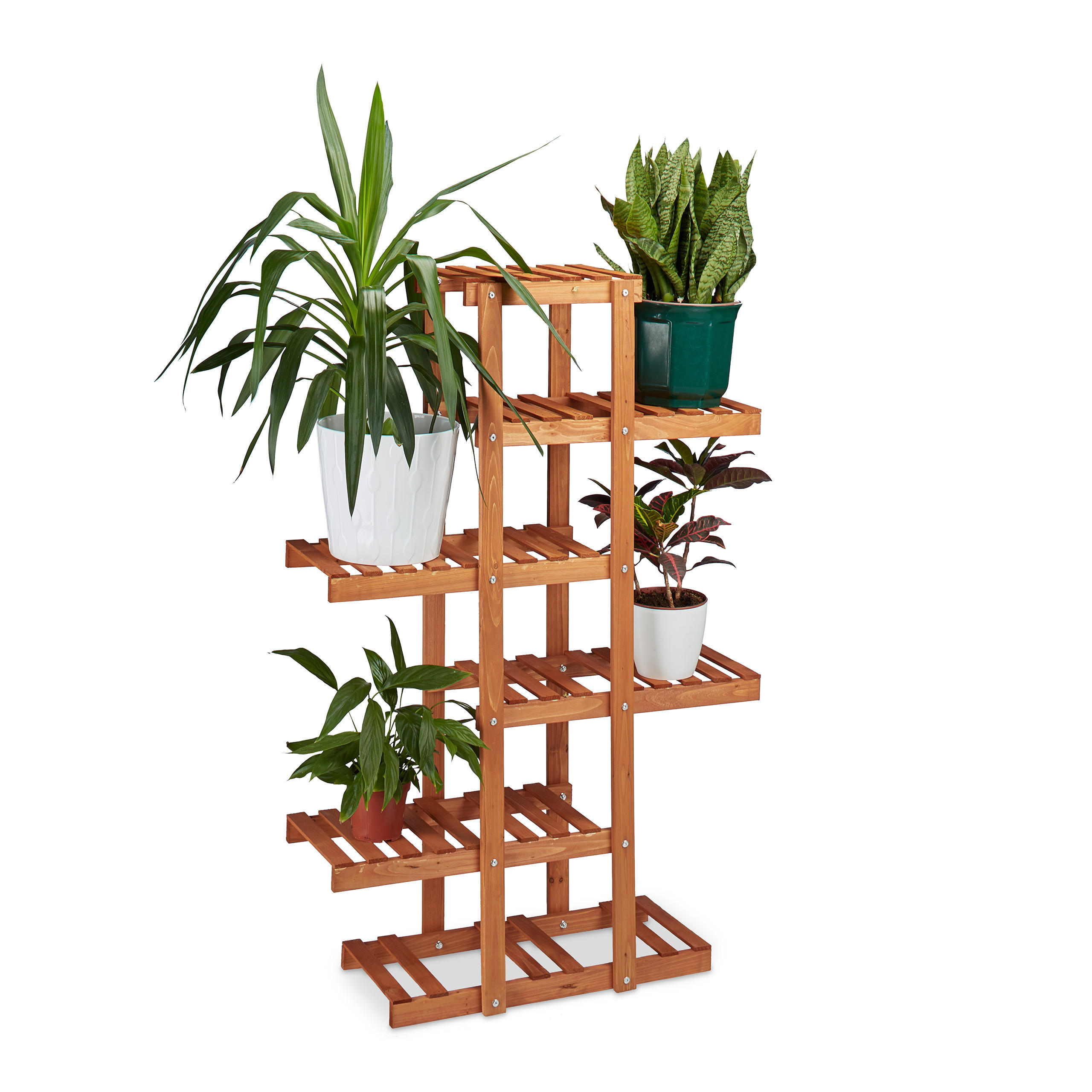 BLUMENREGAL - Hellbraun, Holz (81/125/28.5cm) - Relaxdays