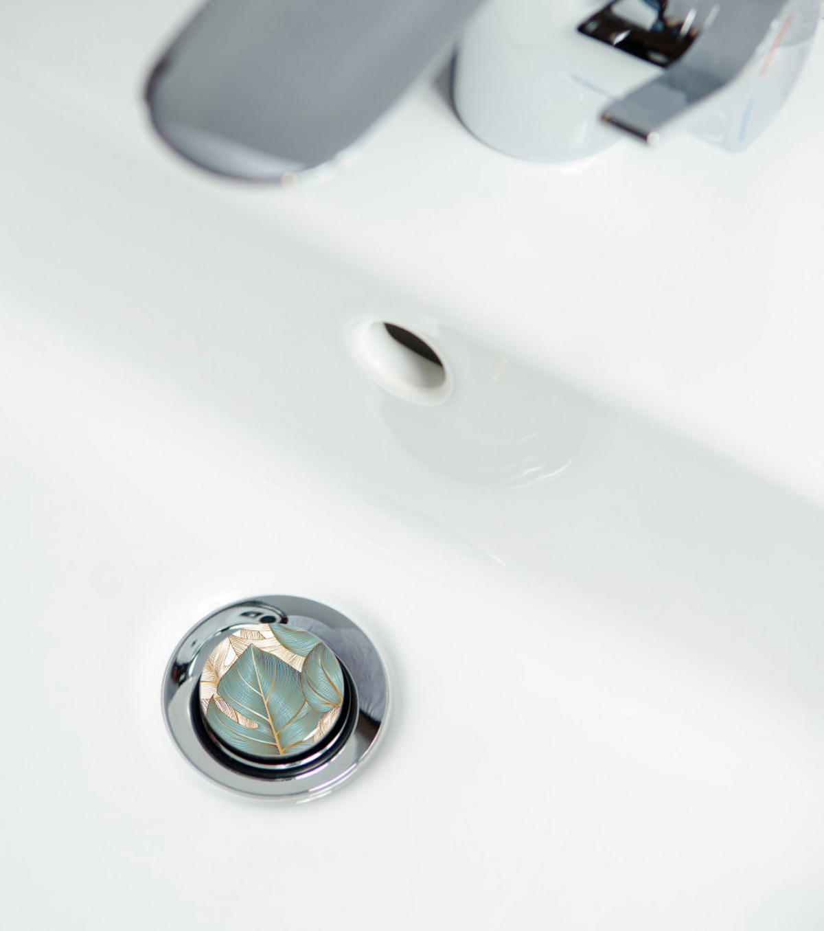 WASCHBECKENSTÖPSEL Beautiful - Türkis/Goldfarben, Kunststoff/Metall (4/7/7cm) - Sanilo