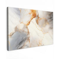 LEINWANDBILD Marmor - Grau - Gold Groß 140x90 cm - Weiß, Textil (140/90cm) - MuchoWow